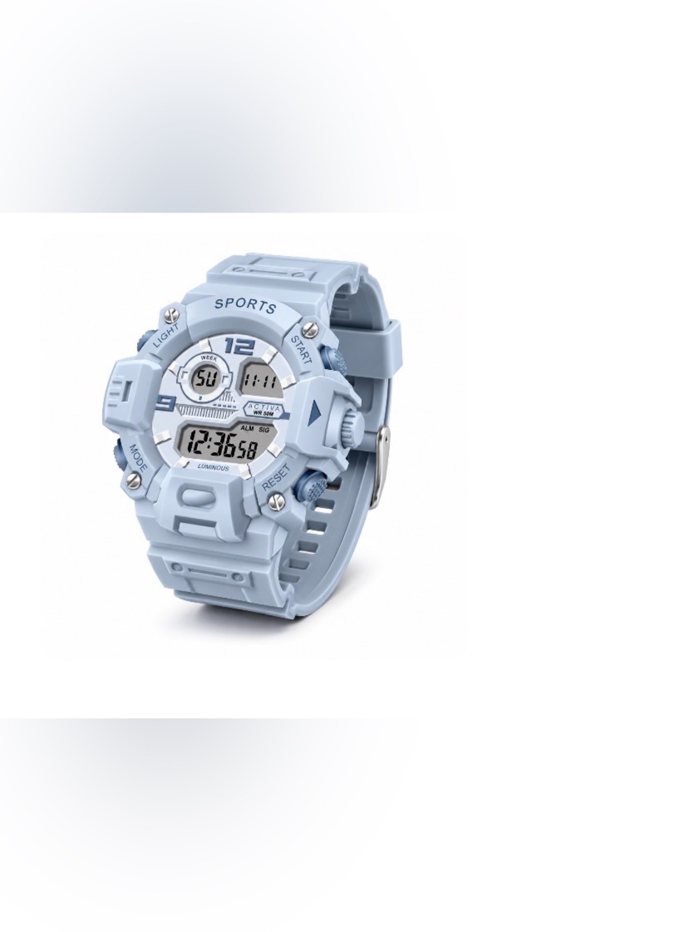 ACTIVA X INVICTA Light Blue Silicone Watch Strap with Silver Buckle